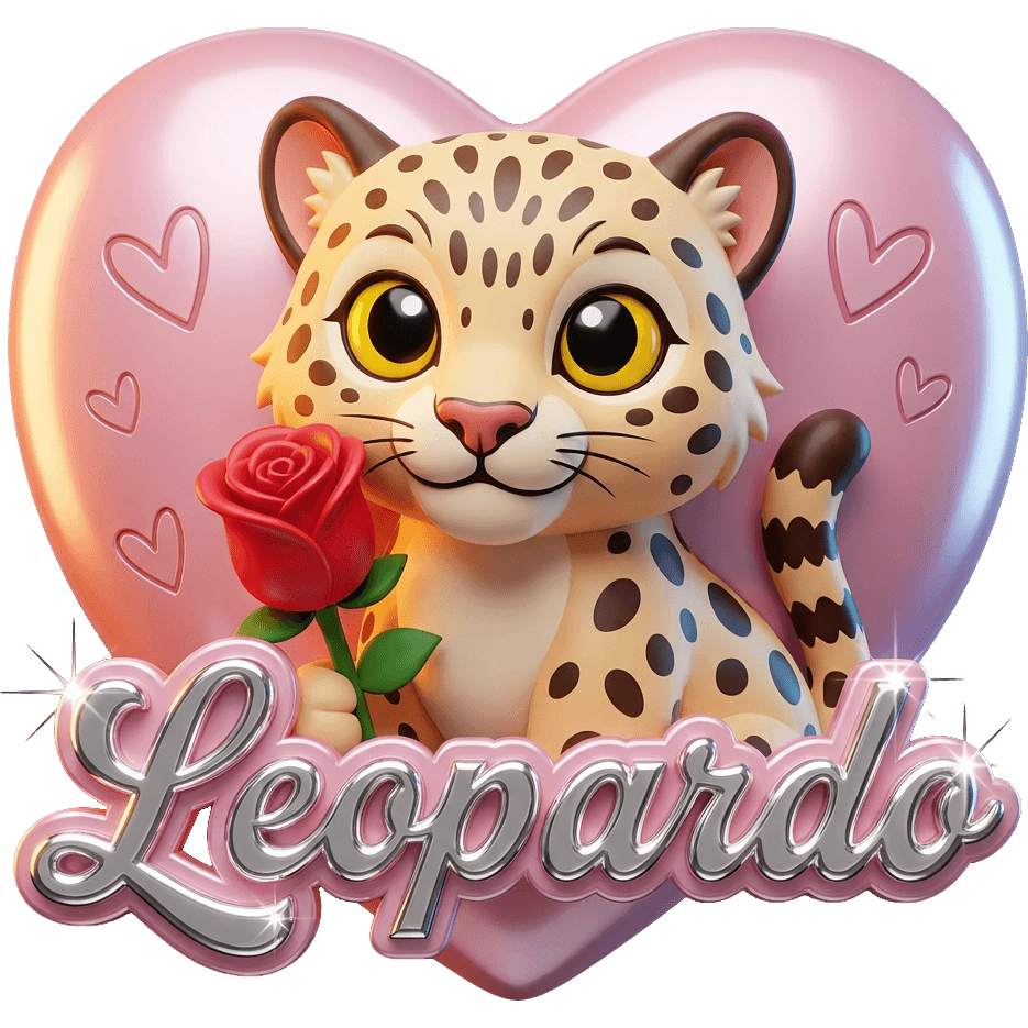 Leopardo con Rosa